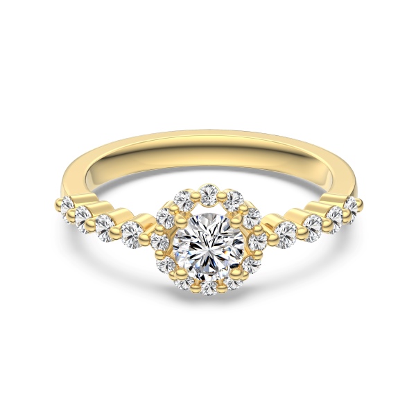 银S925白色圆锆镶嵌太阳花设计精致戒指