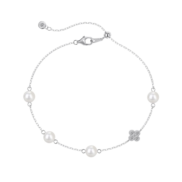 S925纯银四叶草珍珠轻奢小清新手链