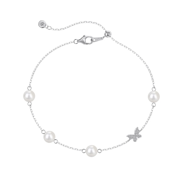 S925纯银蝴蝶珍珠轻奢小清新手链