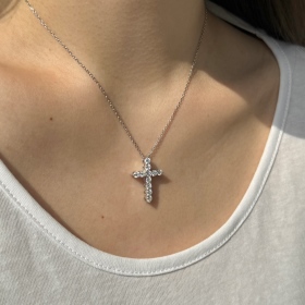 「莫桑钻 Moissanite 系列」银S925莫桑钻主石镶嵌圆锆十字架吊坠设计小众时尚精致百搭日常项链