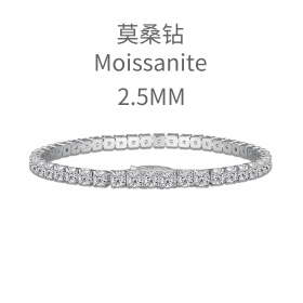 S925纯银莫桑石莫桑钻2.5mm30分钻新版按压隐形扣网球手链