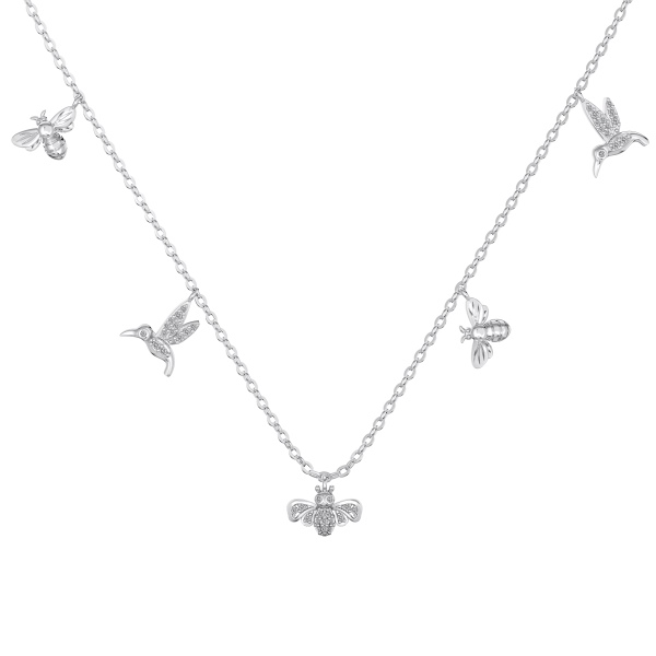 S925纯银蜜蜂小鸟锆石项链