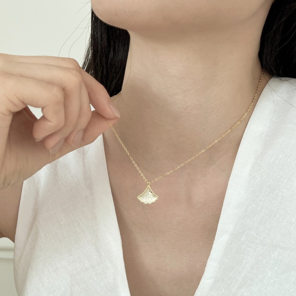 S925银波光粼粼扇贝吊坠轻奢日韩温柔项链