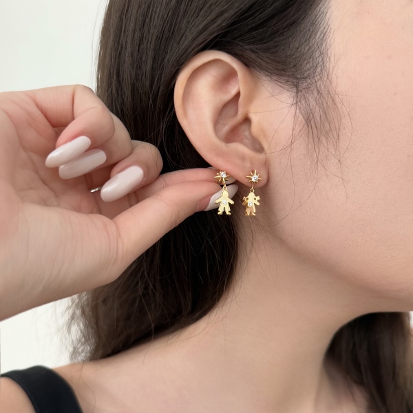 S925纯银锆石男孩女孩耳钉