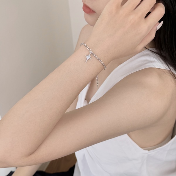 S925纯银满钻十字架水波粼粼手链