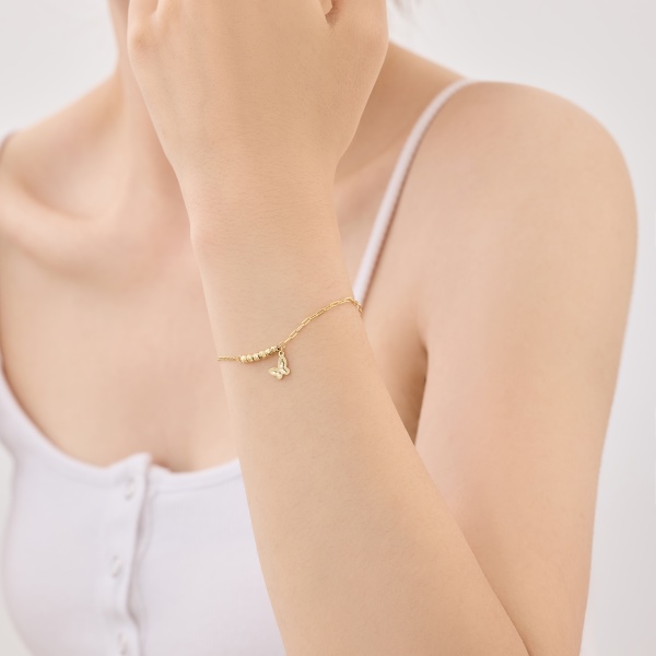 S925纯银碎冰冰爱心蜂窝蝴蝶手链