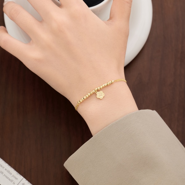 S925纯银碎冰冰双层爆闪五瓣花手链