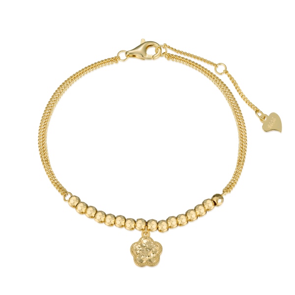 S925纯银碎冰冰双层爆闪五瓣花手链