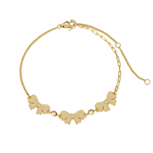 S925纯银碎冰冰线条立体感蝴蝶结手链