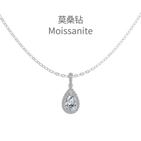 「莫桑钻 Moissanite 系列」银S925莫桑钻主石镶嵌梨形水滴圆锆满钻吊坠设计小众时尚精致百搭日常项链