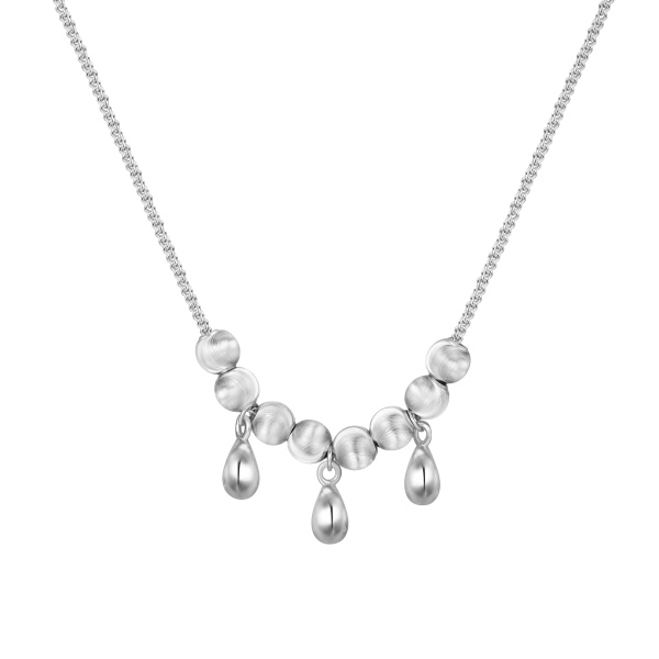 银S925光面水滴猫眼珠侧身链小众简约时尚项链