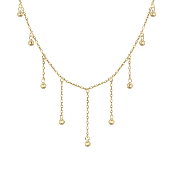 S925纯银圆珠流苏项链