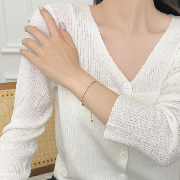 S925纯银珠子车侧手链