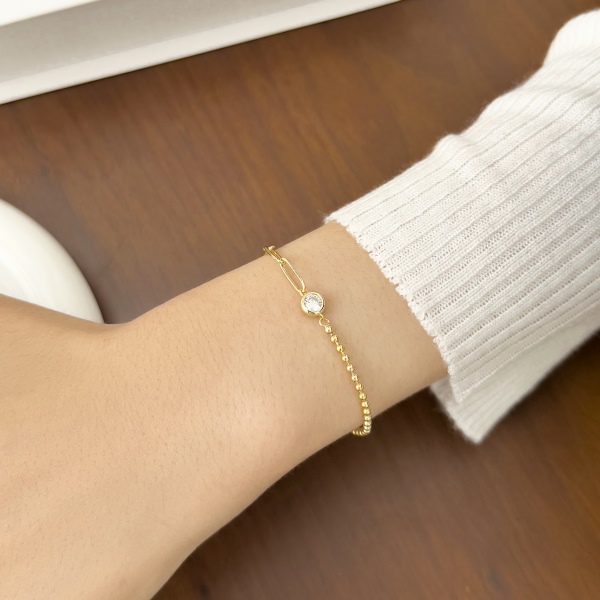 S925纯银圆锆珠子手链