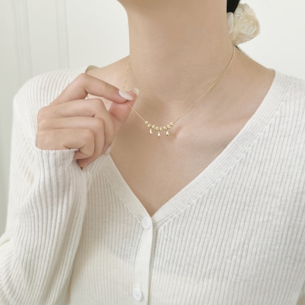 S925纯银猫眼珠水滴项链