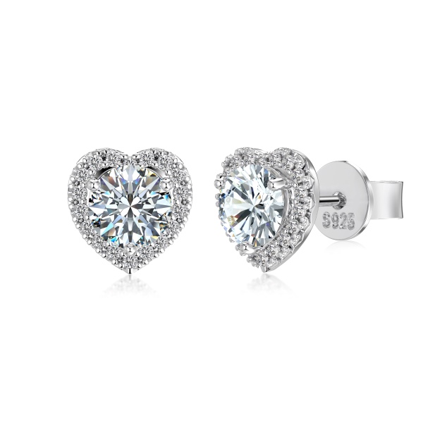 「莫桑钻 Moissanite 系列」跨境爆款S925纯银时尚闪亮圆形莫桑钻耳钉精致小巧