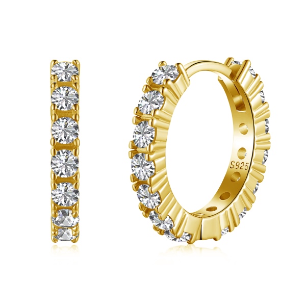 「鸡尾酒 Cocktail 系列」S925纯银白色圆锆镶嵌圆环圆形小众设计精致时尚耳环