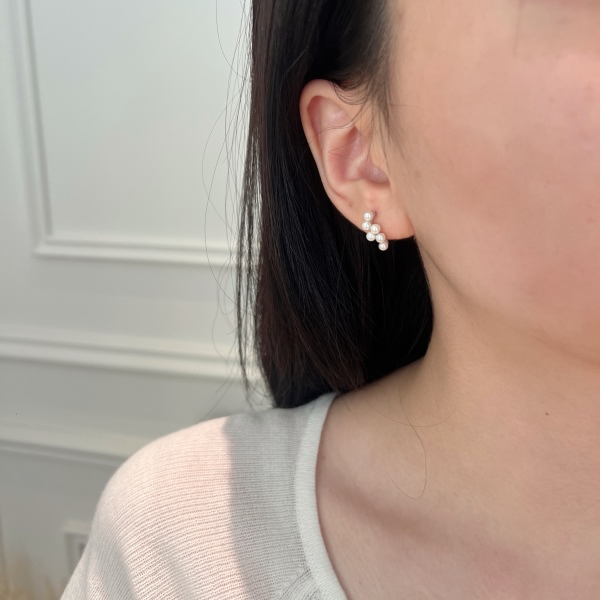 S925纯银珍珠小葡萄通勤气质耳钉