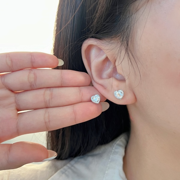 跨境爆款S925纯银时尚闪亮圆形耳钉精致小巧