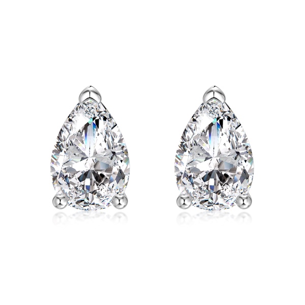 银S925白色水滴梨形单钻精致小巧时尚参数化耳钉