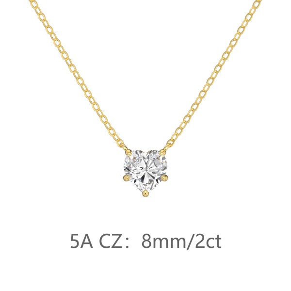 银S925白色心形爱心单钻吊坠精致时尚简约参数化项链