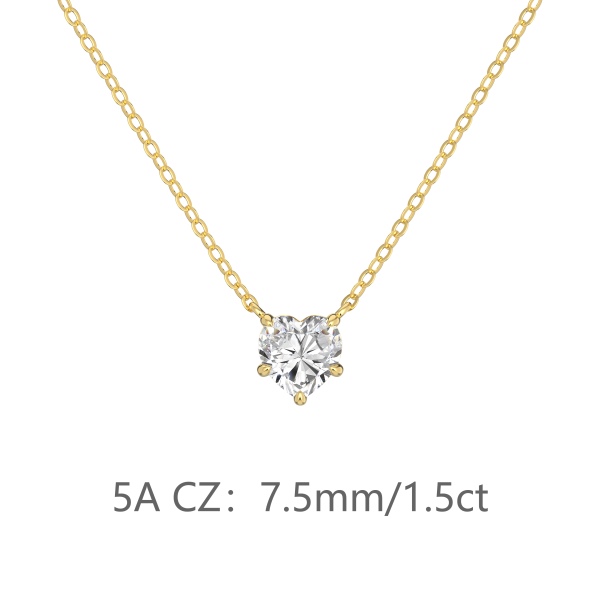 银S925白色心形爱心单钻吊坠精致时尚简约参数化项链