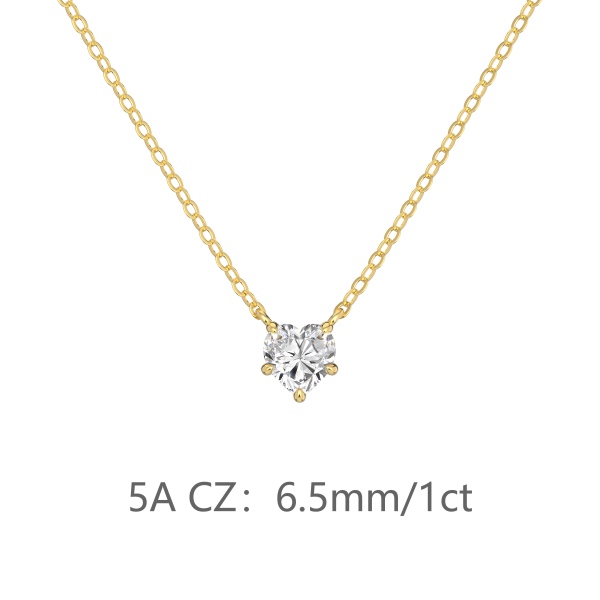 银S925白色心形爱心单钻吊坠精致时尚简约参数化项链