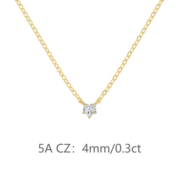 银S925白色心形爱心单钻吊坠精致时尚简约参数化项链