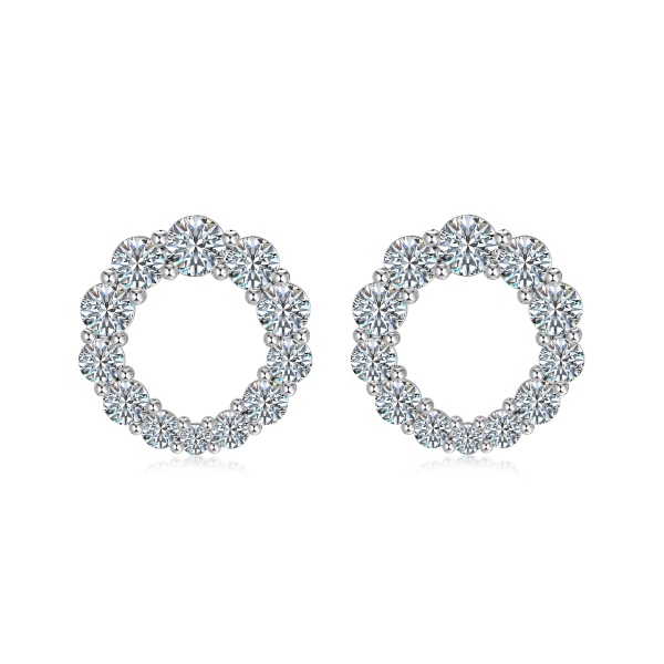 「莫桑钻 Moissanite 系列」S925纯银莫桑钻韩版爆闪钻圆环耳钉耳环耳骨耳饰 轻奢气质耳饰
