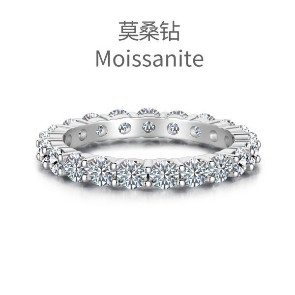 「莫桑钻 Moissanite 系列」跨境爆款S925纯银排钻满钻跨境时尚百搭婚戒