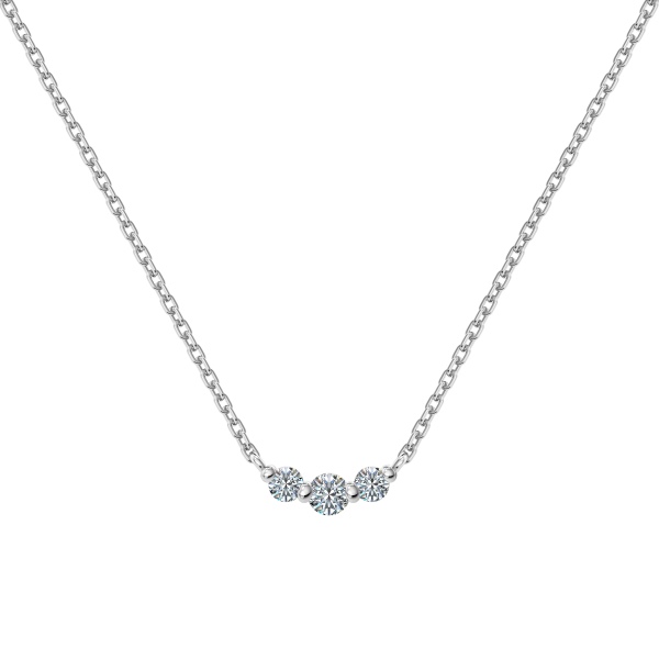 「莫桑钻 Moissanite 系列」「寻星 Star-hunting 系列」银S925白色圆锆镶嵌精致小巧简约百搭项链