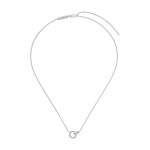 「莫桑钻 Moissanite 系列」「春·悦 Summer Joy 系列」银S9256白色圆锆镶嵌圆环光面设计环环相扣精致小巧项链