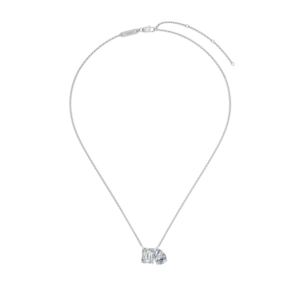 「莫桑钻 Moissanite 系列」「沉星 Nebula Sink 系列」双主石长方形水滴项链