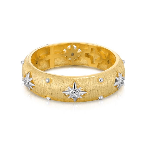 纯银s925八芒星布家风拉丝戒指中古轻奢小众高级感手饰