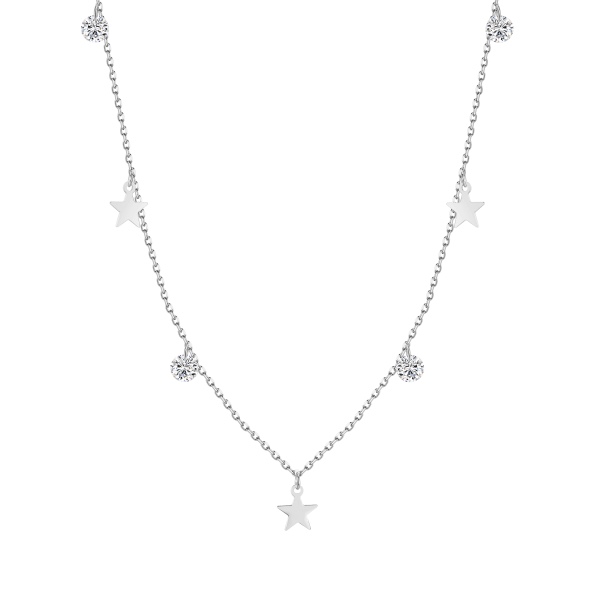 S925纯银圆形锆石星星轻奢项链
