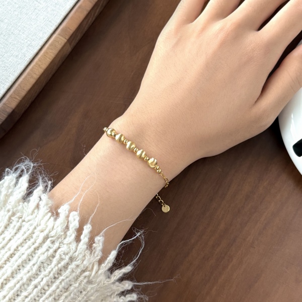 银S925光面圆珠圆形猫眼珠长十字链简约时尚手链