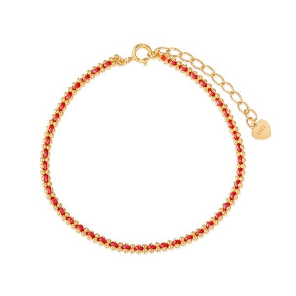 S925纯银编织小彩绳甜酷链条本命年红绳百搭手链