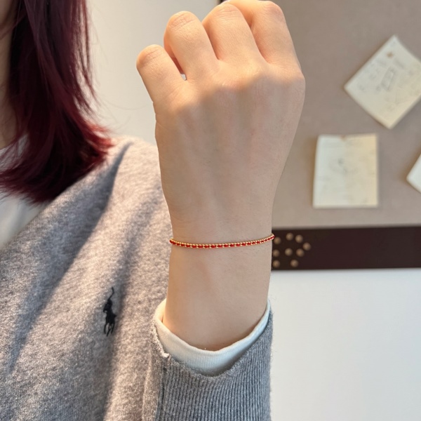 S925纯银编织小彩绳甜酷链条本命年红绳百搭手链