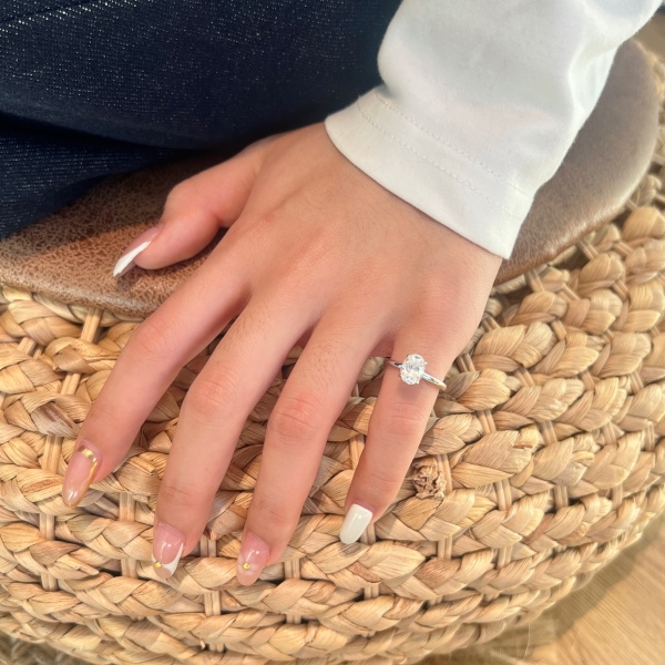 「莫桑钻 Moissanite 系列」S925纯银椭圆单钻旦形主石个性百搭戒指