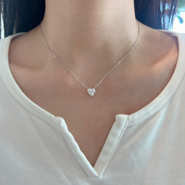 「莫桑钻 Moissanite 系列」跨境爆款S925纯银项链设计感小众百搭小巧精致白色爱心心形主石甜美吊坠锁骨链项饰