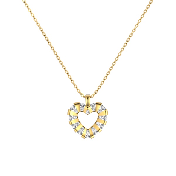 银S925白色圆锆排列镶嵌爱心造型小众设计时尚项链