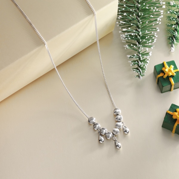 银S925光面水滴猫眼珠侧身链小众简约时尚项链