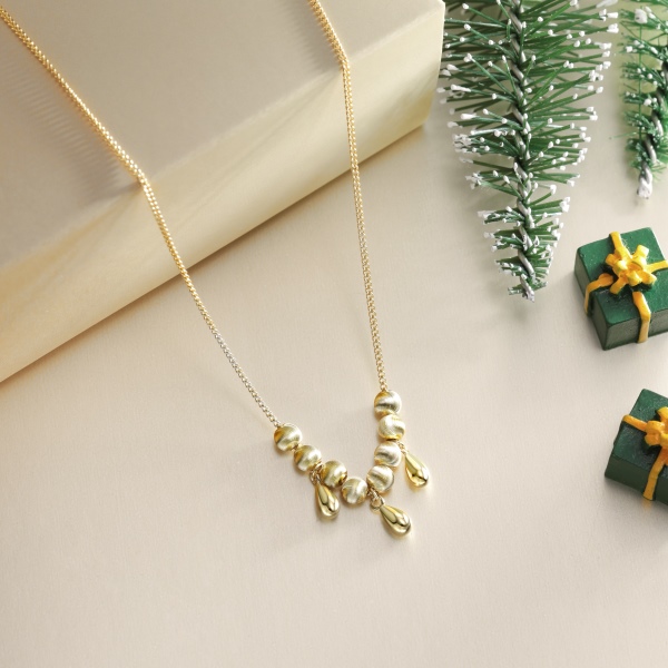 银S925光面水滴猫眼珠侧身链小众简约时尚项链