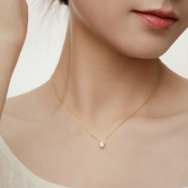 「星愿 Wishing Star 系列」银S925白色圆锆镶嵌麋鹿吊坠精致时尚简约项链