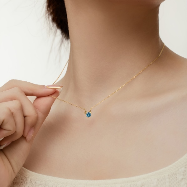 「星愿 Wishing Star 系列」银S925海蓝色圆锆镶嵌麋鹿吊坠精致时尚简约项链