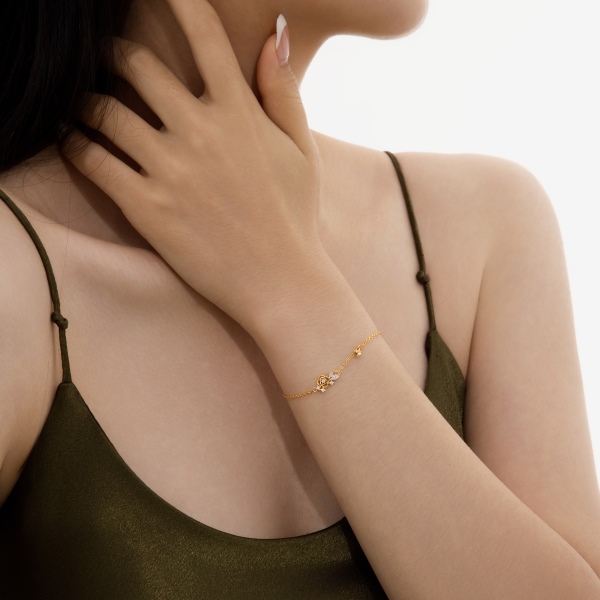 银S925白色马眼圆锆紫色圆锆镶嵌花朵小巧精致手链客户定制