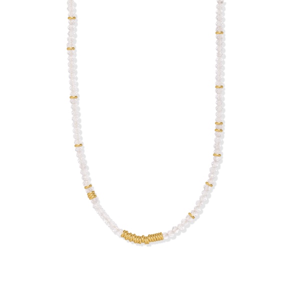 银S925天然白水晶小圆珠不规格排列搭配DIY串珠项链