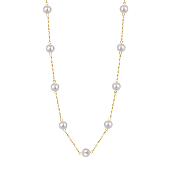 S925纯银白色珍珠贝珠等距排列小众时尚优雅高级感项链