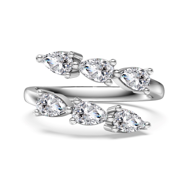 银S925水滴排列双层简约设计时尚开口戒指