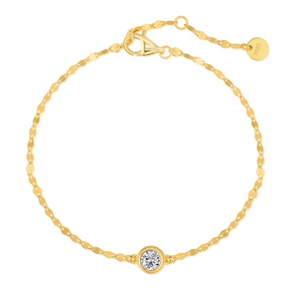 银S925白色圆锆单钻镶嵌嘴唇链设计精致时尚手链